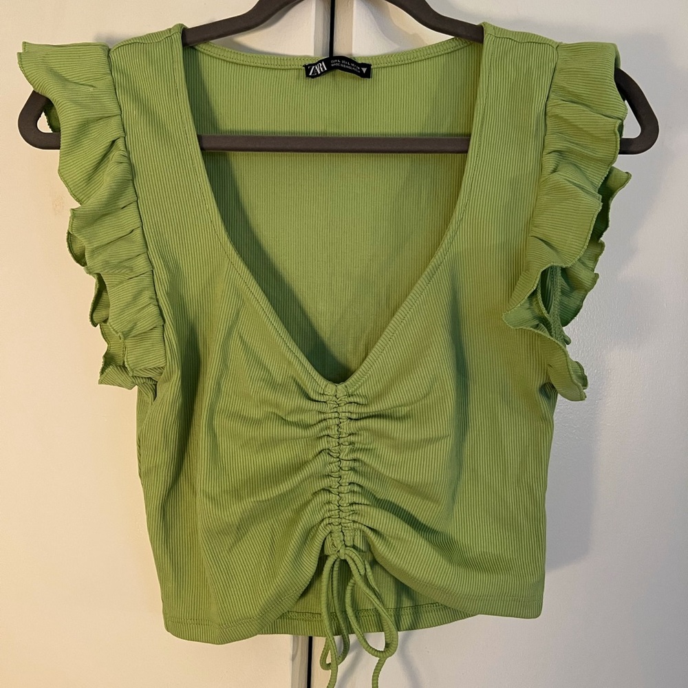 ZARA GREEN FRON TIE TANK SHIRT